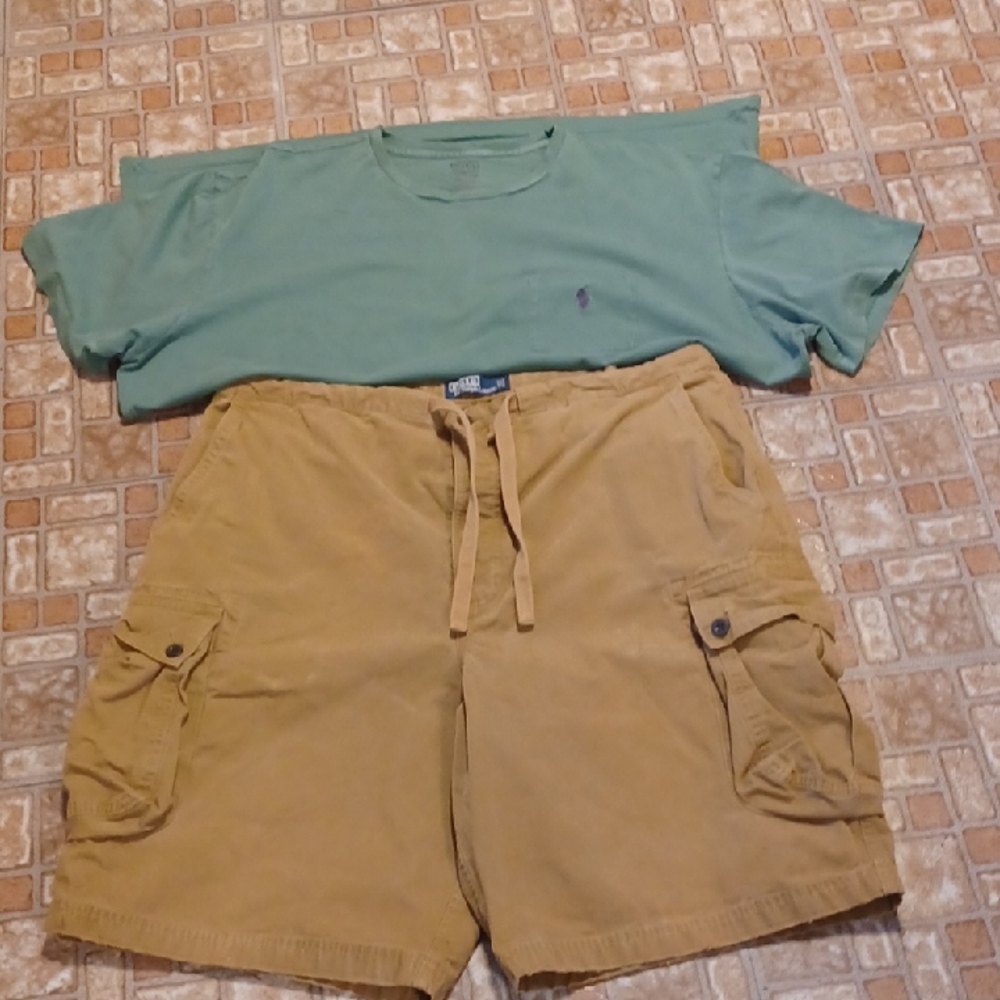 Polo by Ralph Lauren Tan Cargo Shorts for Men Green Xxlarge Tee Shirt